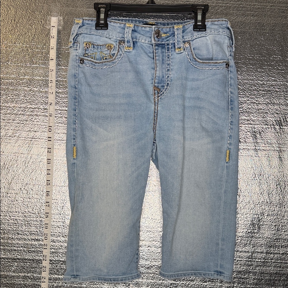 True Religion Mid Rise Bermuda Denim Riley Shorts